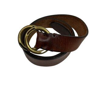 Guess Double Brass Ring Genuine Leather Belt Womens Small Stylish Durable